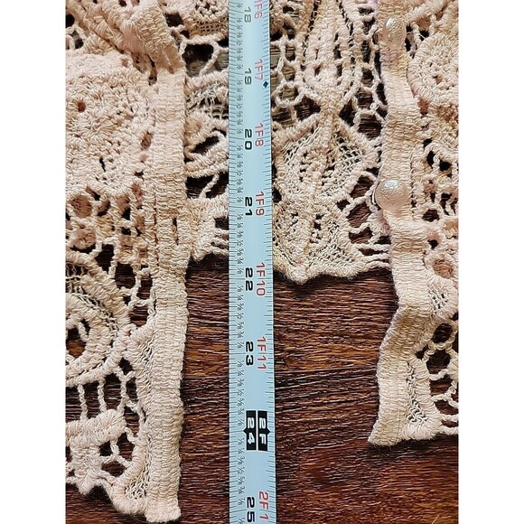 Crochet Cardigan Questions By Say What Pink V-Neck Button Front Womens Small - Picture 6 of 10